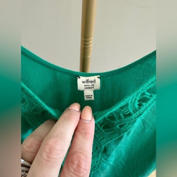 Wilfred by Aritzia Emerald Green Silk Cami Dress – Size XXS (Relaxed Fit) - Picture 6 of 8